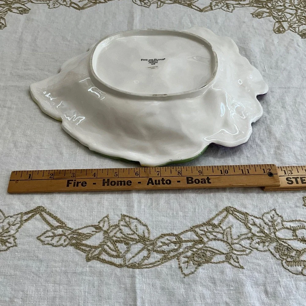 Fitz and Floyd Halcyon‎ Classics Pansy Leaf Serving Bowl Floral Ceramic 12 Inch